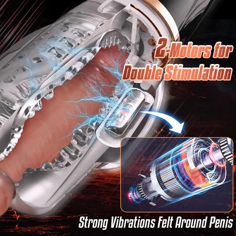 Majic Tornado: Sucking & Vibrating Transparent Dual Motor Male Masturbation Cup