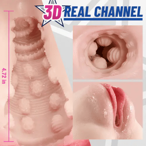 10 Vibrations 3D Realistic Textured Pocket Pussy and Tight Anus Sex Stroker