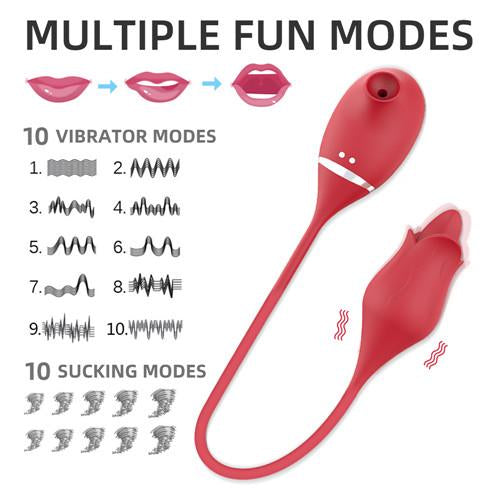 2 In 1 Rose Sucking & Tongue Vibrator