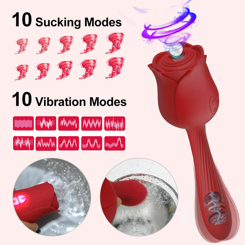 2in1 Rose Toy Sucking Clitoral Vibrator