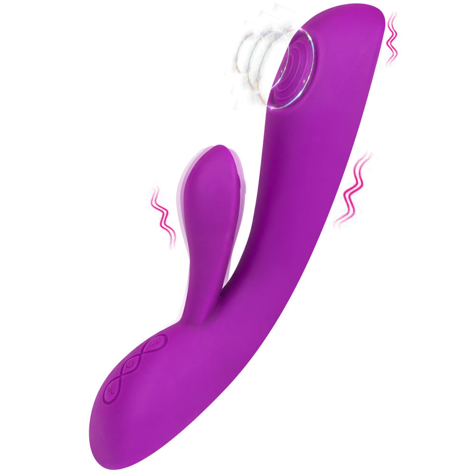 8 Pulsating Mode 2 in 1 Design Clit Rabbit Massager In Purple