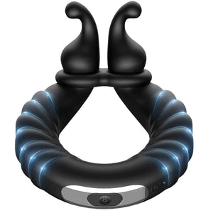10 Vibration Modes Perineum Massager Dual Penis Ring