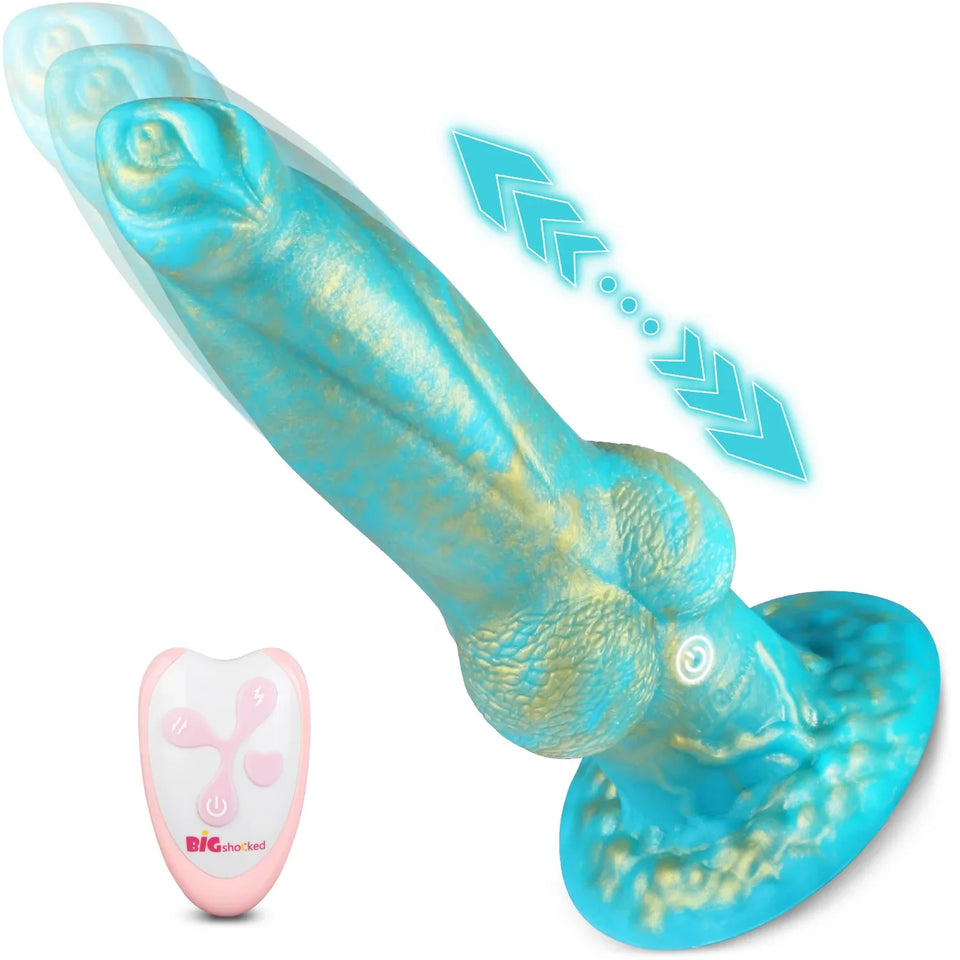 8.8 Inch Thrusting Vibrating Fantasy Knot Dildo -Blue