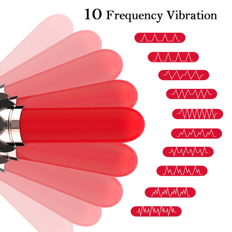 Lipstick Bullet Vibrator For Clit Stimulation With 10 Vibration Modes