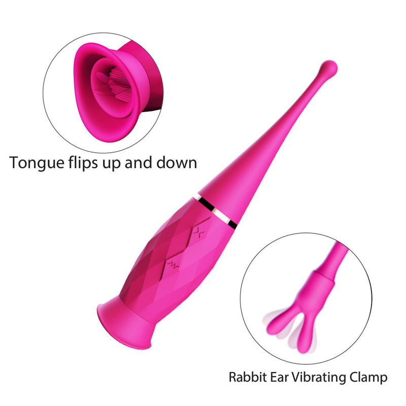 Dual Design G-Spot Mini Tongue Vibrator with Rabbit Ear