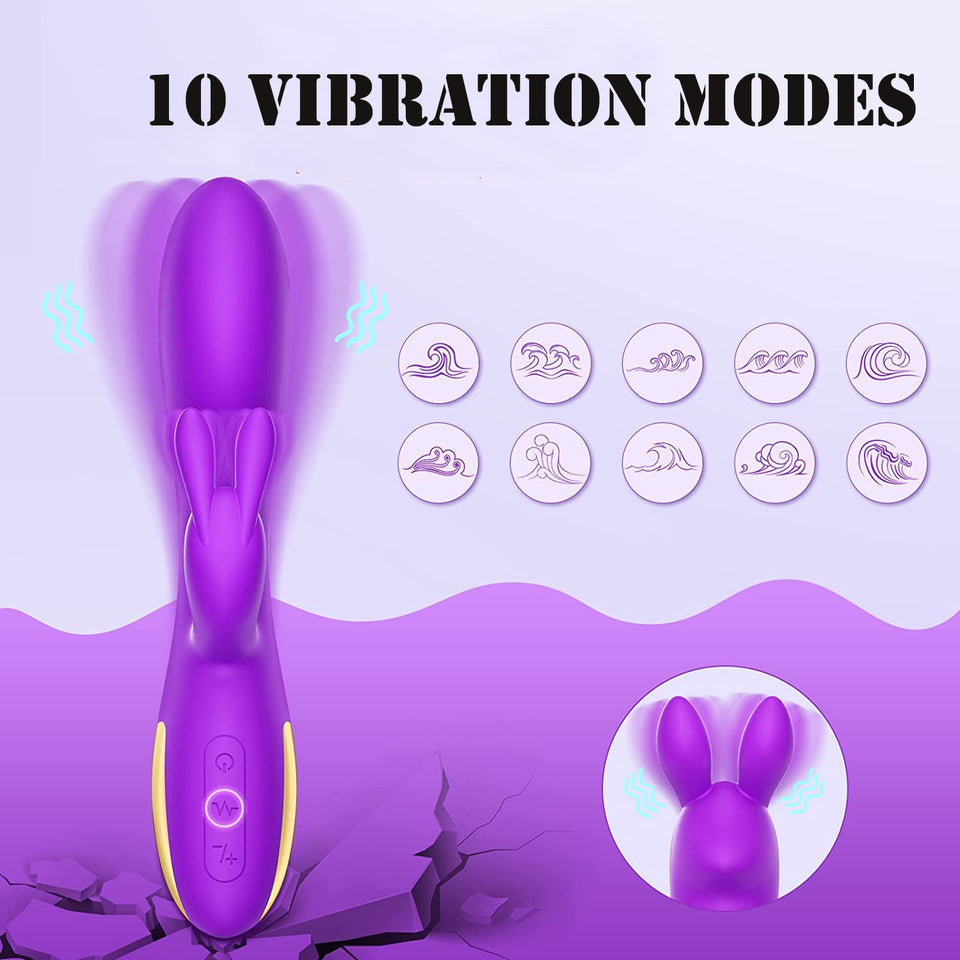 10 Speeds Triple G-spot Rabbit Anal Vibrator