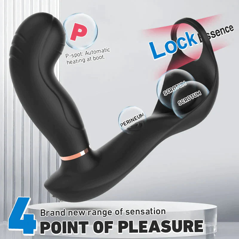 Bill 7X7 Vibrating & Pulsating Balls& Heating Teasing Butt Plug with Cock Ring - Lusty Time