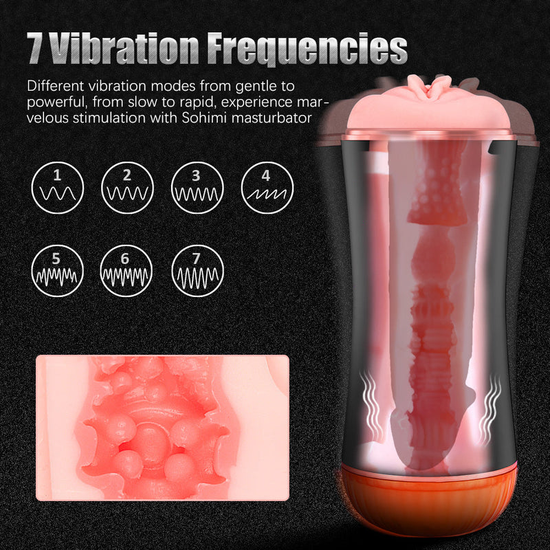 7 Vibration Modes Dual Heads 3D Realistic Masturbator