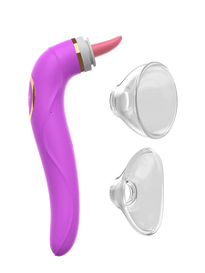 Double Stimulation Clitoral Sucking Tongue Vibrator-Purple