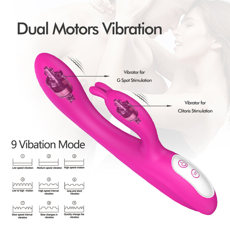 2 IN 1 G-Spot Vibrator Clit Stimulator 9 Vibration Mode with Heating
