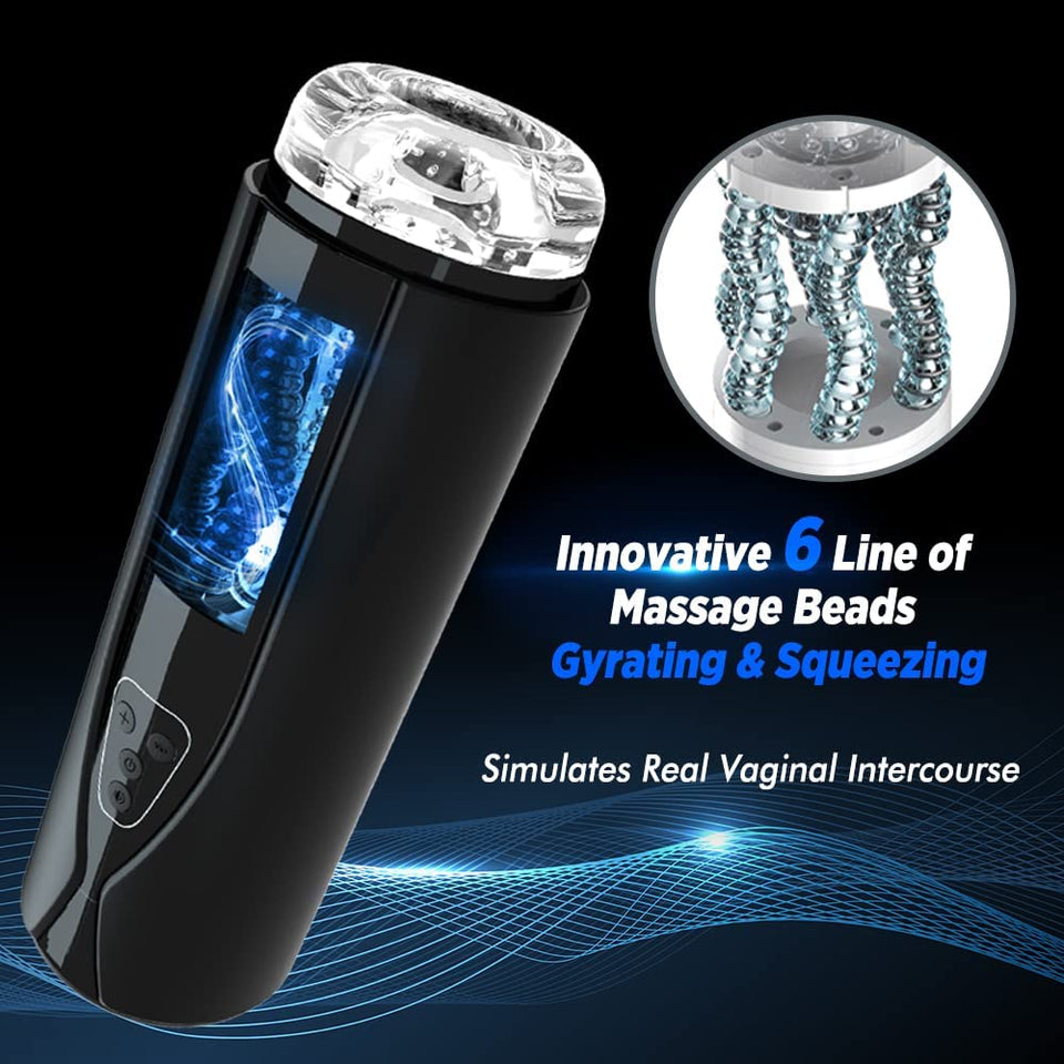 Automatic Male Masturbator Gyrating Strokers with 6 Lines Massage Beads