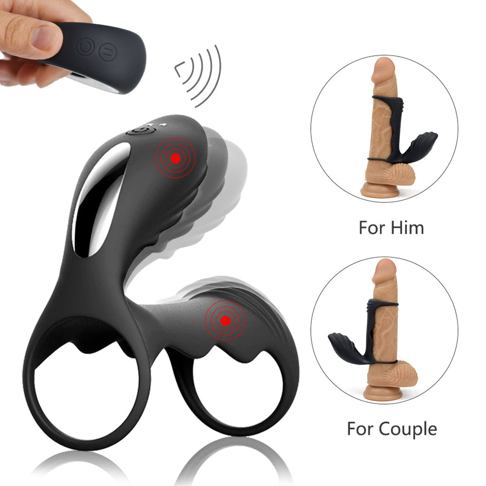 12 Vibration Modes Vibrating Penis Ring-Black