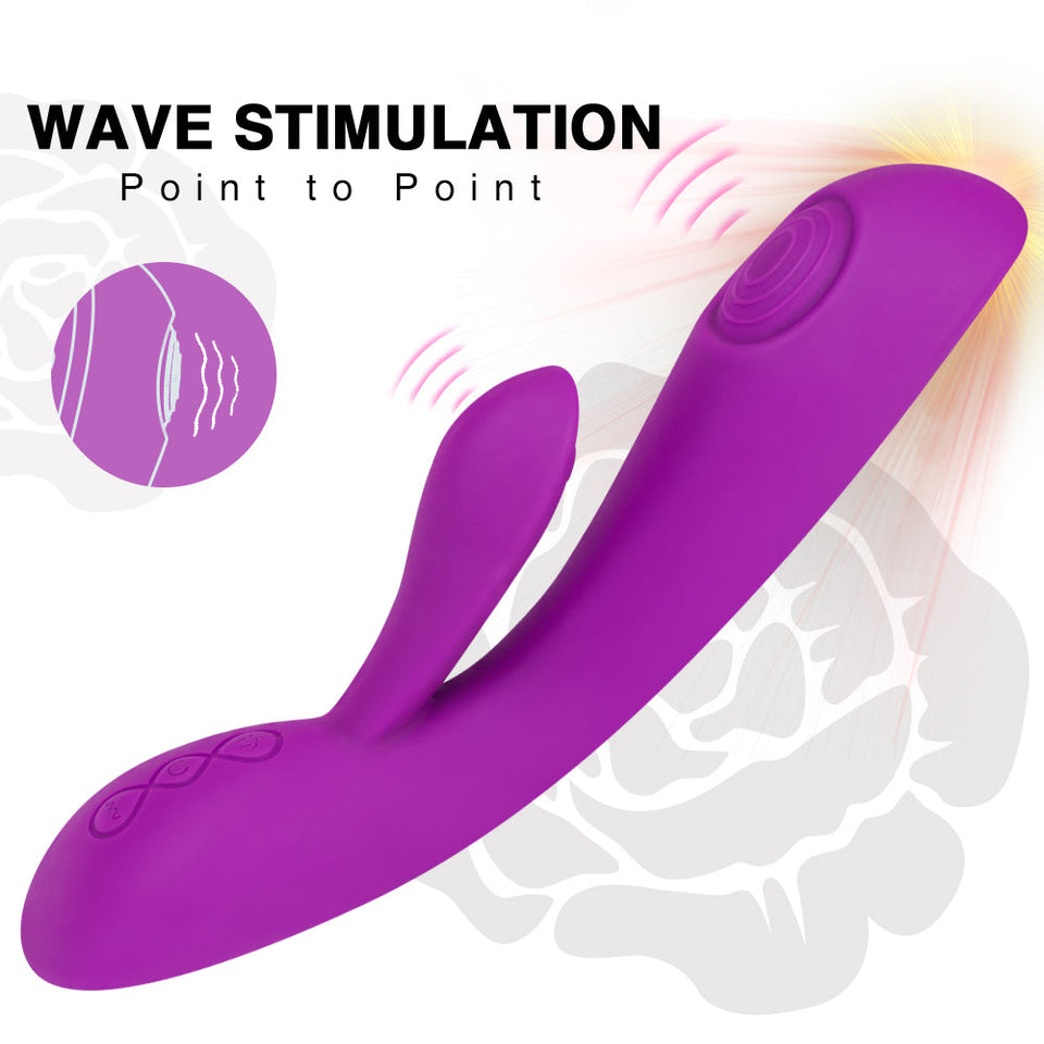 8 Pulsating Mode 2 in 1 Design Clit Rabbit Massager In Purple
