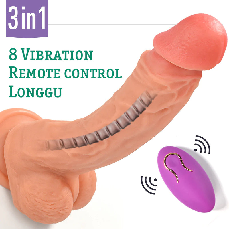 3 IN 1 Remote Control  8 Thrusting & Vibrating Dildo