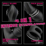 Ellis-7 Thrusting & Vibrating Drill Spirals Double Cock Rings Prostate Massager - xbelo