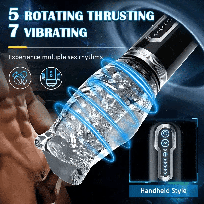 Amber - 5 Thrusting 7 Vibrating Oral Sex Handheld Male Masturbation Cup