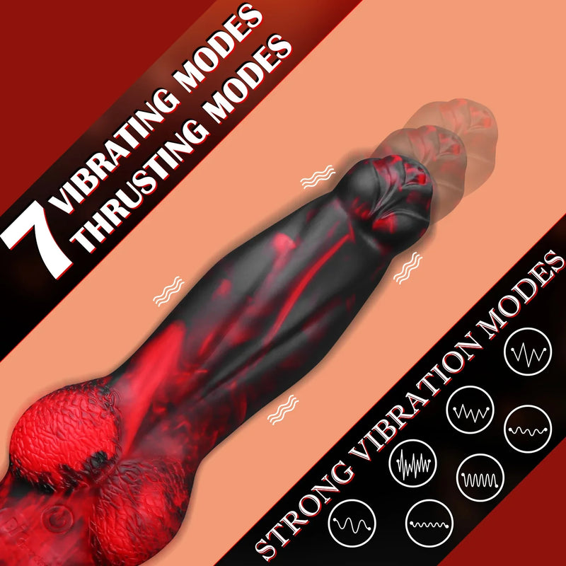 8.8 Inch Thrusting Vibrating Fantasy Knot Dildo -Black