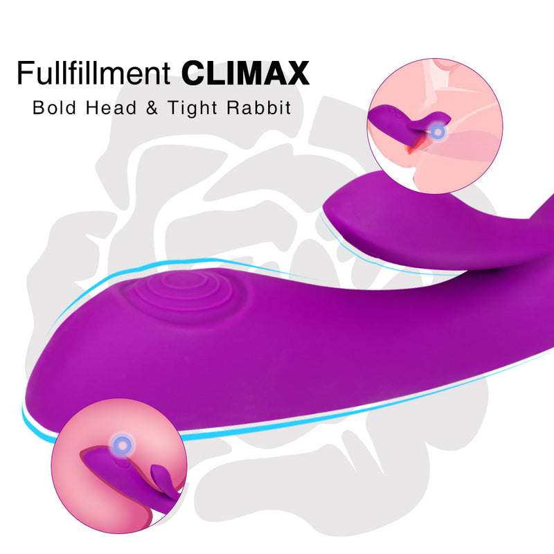 8 Pulsating Mode 2 in 1 Design Clit Rabbit Massager In Purple