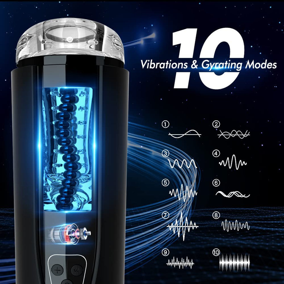 Automatic Male Masturbator Gyrating Strokers with 6 Lines Massage Beads