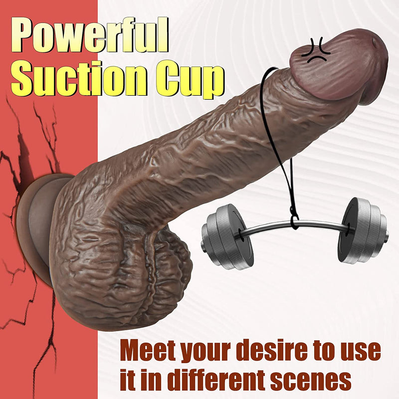 Crazed Thrusting and Rotating Vibrating Suction-cup Dildo - Chocolate