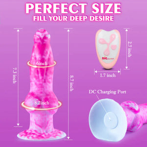 8.8 Inch Thrusting Vibrating Fantasy Knot Dildo -Pink