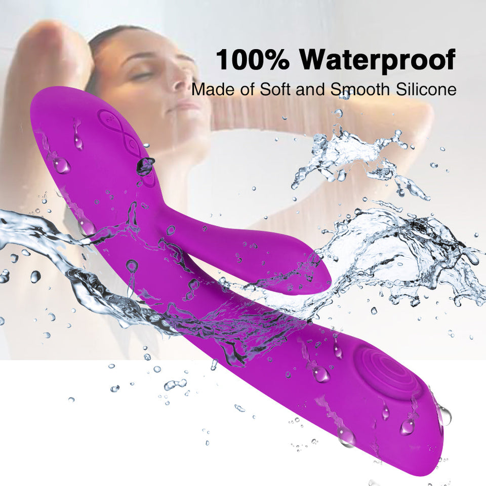 8 Pulsating Mode 2 in 1 Design Clit Rabbit Massager In Purple