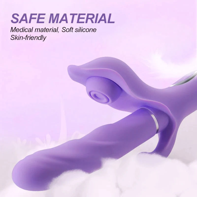 New 4 in 1 Thrusting and Flapping G-spot Rabbit Vibrator for Women and Couples