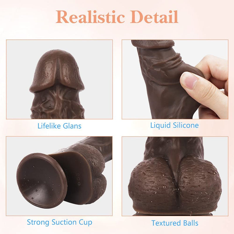 Thrusting & Vibrating Remote Control Silicone Dildo in Brown