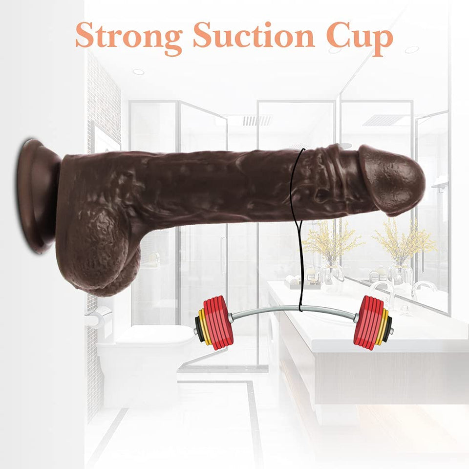 Thrusting & Vibrating Remote Control Silicone Dildo in Brown
