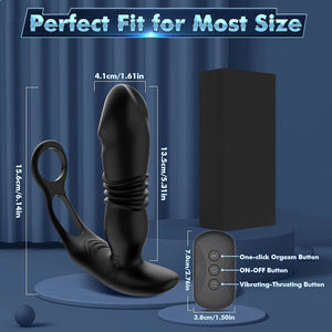 3 IN 1 Anal Vibrator Telescopic Anal Vibrator with 3 Thrusting & 12 Vibration Modes