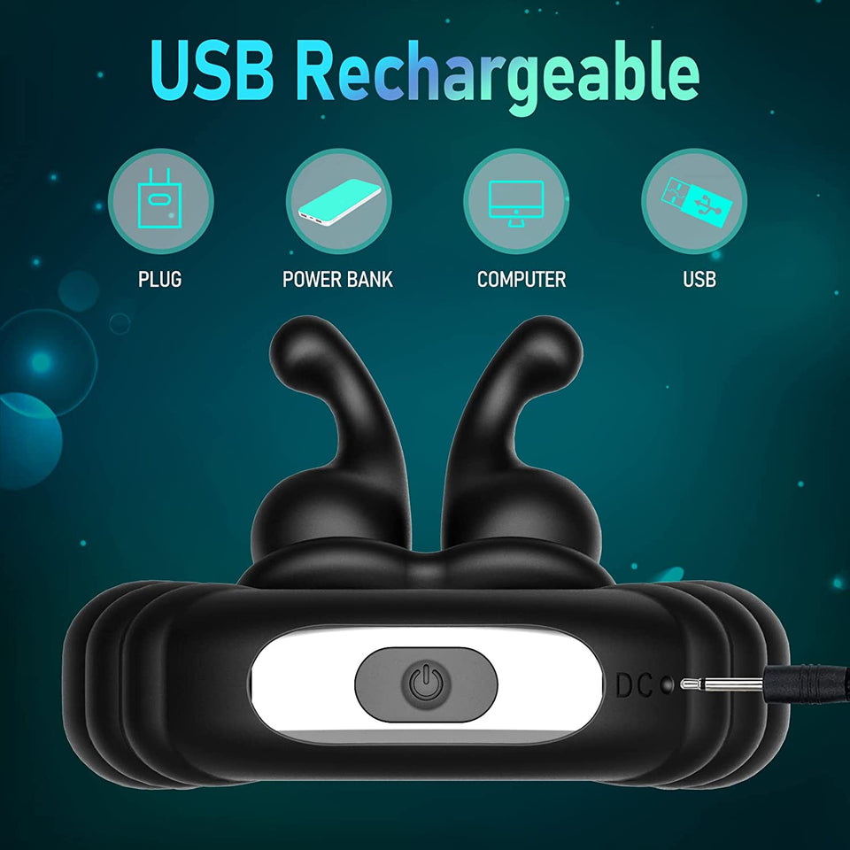 10 Vibration Modes Perineum Massager Dual Penis Ring