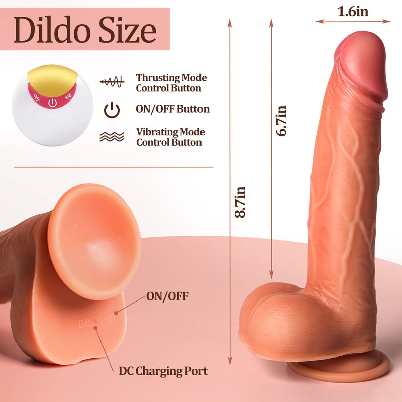Realistic 8 Vibrating Modes & Thrusting Modes Dildo with APP