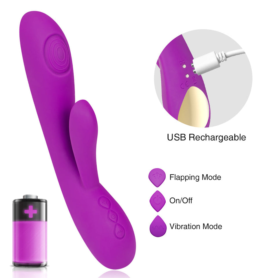 8 Pulsating Mode 2 in 1 Design Clit Rabbit Massager In Purple