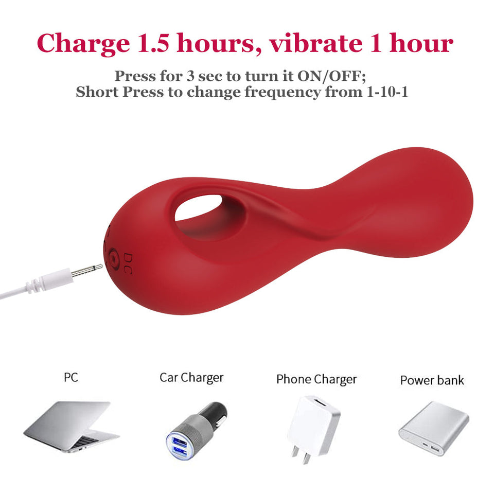 10 Powerful Vibrational Modes Finger Massager in Red