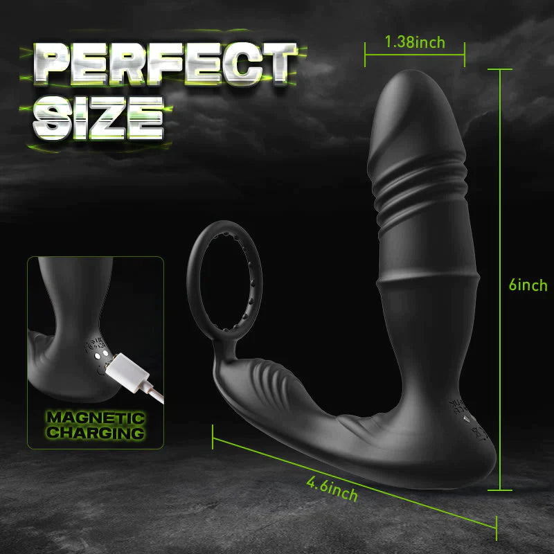 4XTOY-APP/Controller & 9-Telescopic / Vibration & Penis Ring Locking Prostate Massager