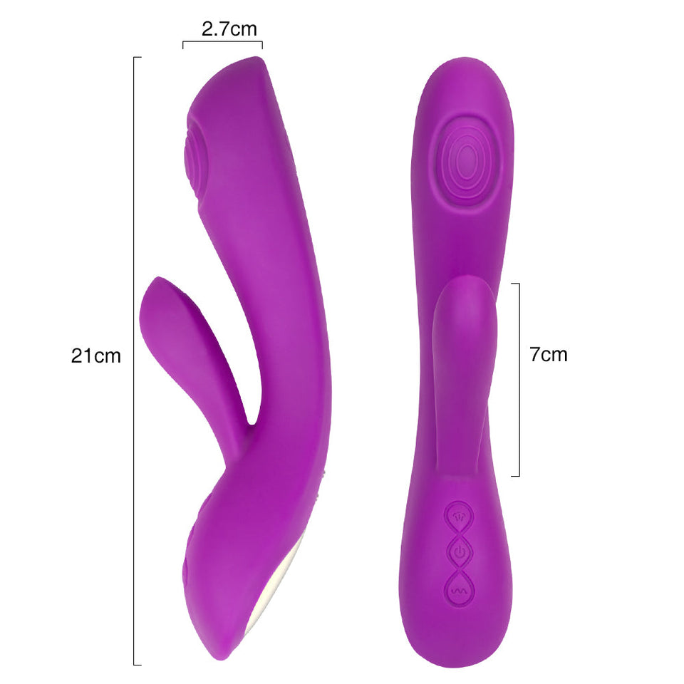 8 Pulsating Mode 2 in 1 Design Clit Rabbit Massager In Purple
