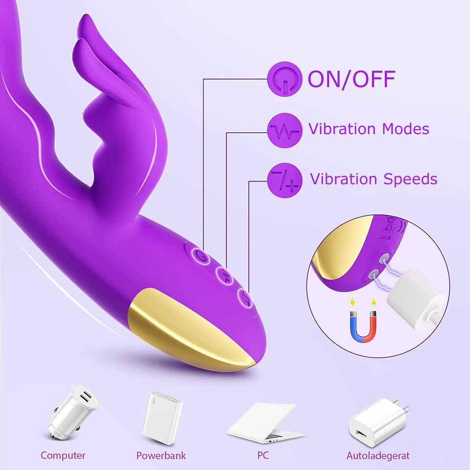 10 Speeds Triple G-spot Rabbit Anal Vibrator