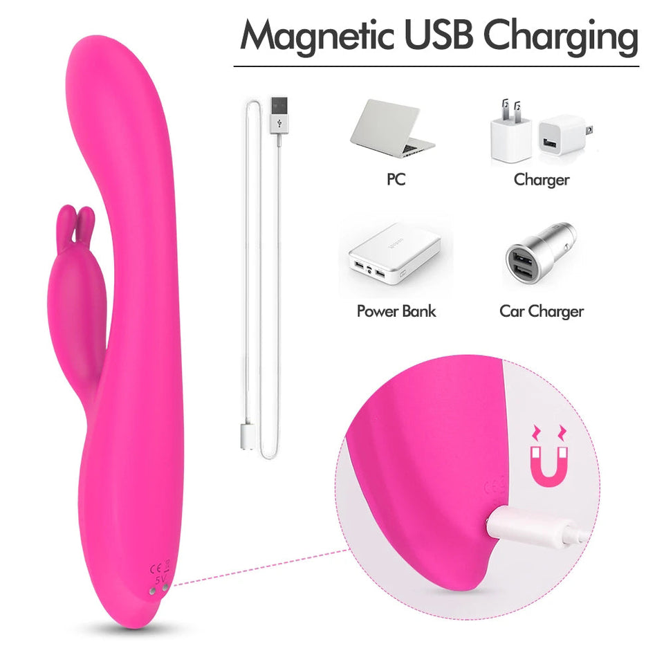 2 IN 1 G-Spot Vibrator Clit Stimulator 9 Vibration Mode with Heating
