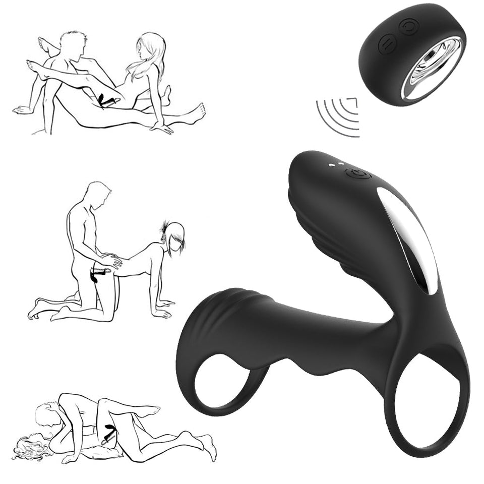 12 Vibration Modes Vibrating Penis Ring-Black