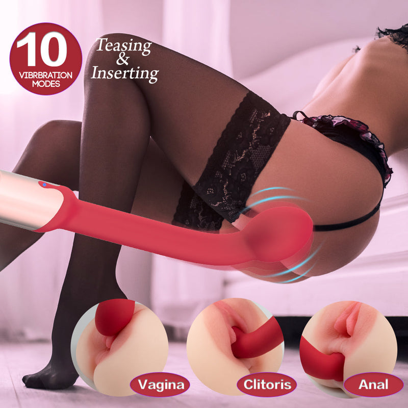 10 Powerful Vibration G-Spot Vibrat Massager with LED Light in Pink Red