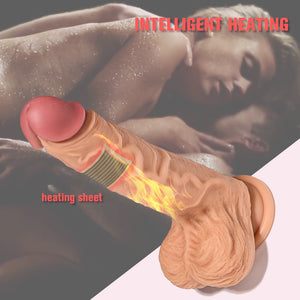 3 IN 1 Thrusting Dildo with Rotate Heat Dark Skin Remote Control